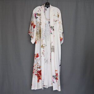 Natori 2 Piece Floral Robe & Night Gown Charmeuse Chemise Set